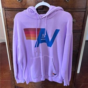 Aviator Nation Neon Purple Hoodie Logo Pullover Relaxed Fit - size Medium